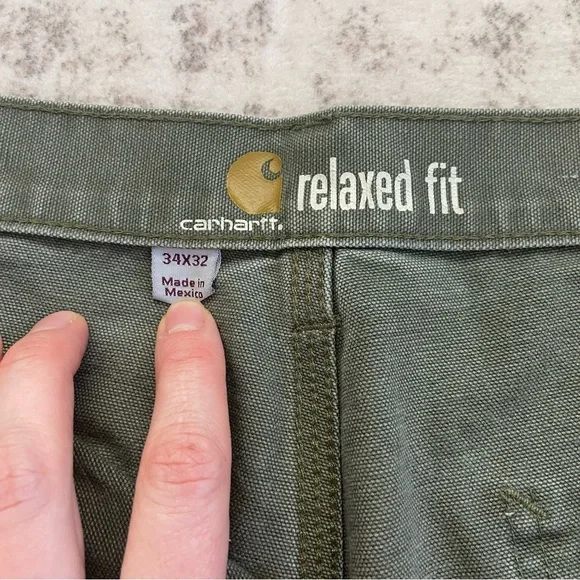Carhartt Men's Rugged Relaxed Fit Olive Green Cargo Carpenter Pants 34x32 - Picture 4 of 12
